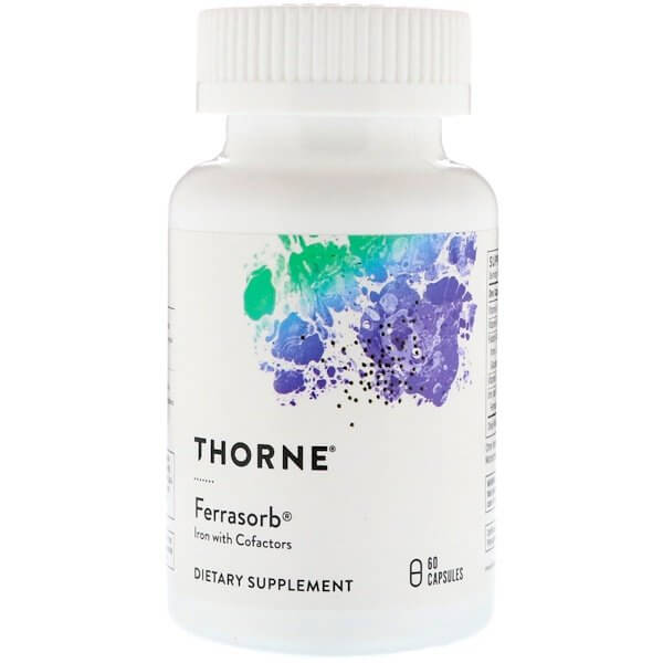 Thorne Research Ferrasorb Iron مع العوامل المساعدة الحديد